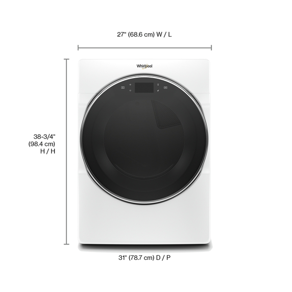 Sécheuse électrique à chargement frontal intelligente - 7.4 pi cu Whirlpool® YWED9620HW