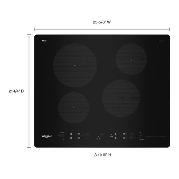 Whirlpool® Table de cuisson à induction pour petits espaces de 24 po WCI55US4JB