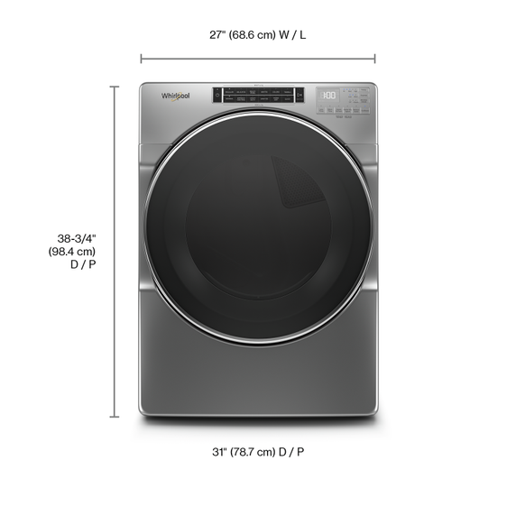 Sécheuse électrique à chargement frontal avec programmes assistés à la vapeur - 7.4 pi cu Whirlpool® YWED8620HC