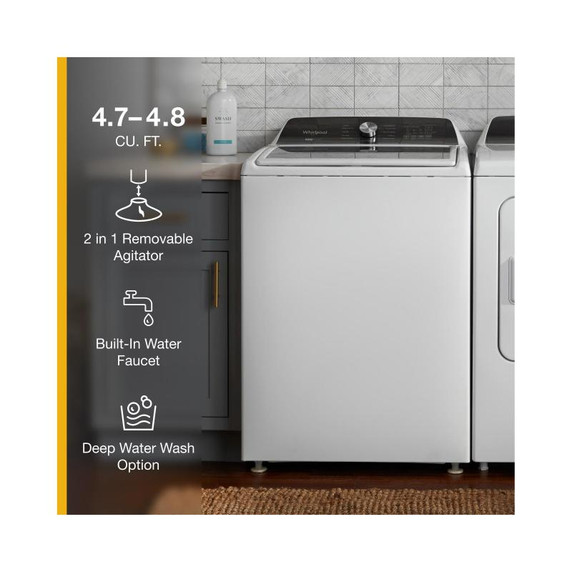 Whirlpool® Laveuse à chargement vertical avec agitateur amovible - 5.4-5.5 pi cu C.E.I. WTW5057LW