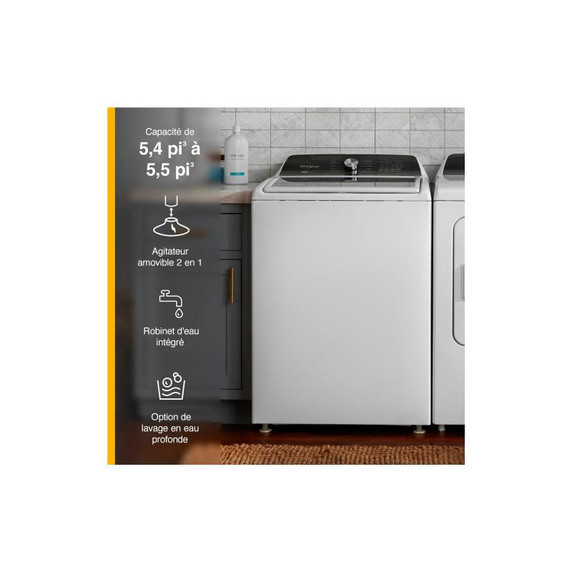 Whirlpool® Laveuse à chargement vertical avec agitateur amovible - 5.4-5.5 pi cu C.E.I. WTW5057LW