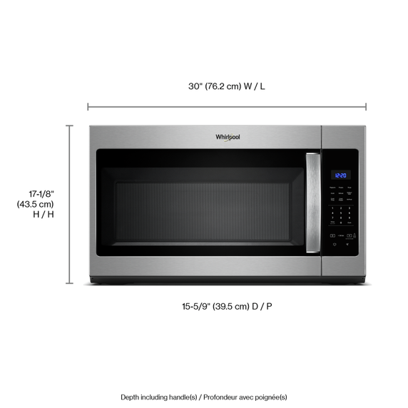 Four à micro-ondes à hotte intégrée avec commandes tactiles électroniques - 900 watts - 1.7 pi cu Whirlpool® YWMH31017HS