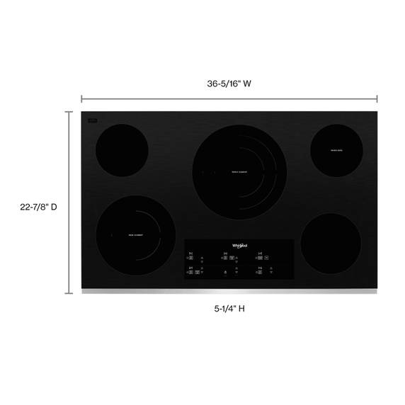 Table de cuisson électrique en vitrocéramique avec élément radiant triple - 36 po Whirlpool® WCE97US6KS