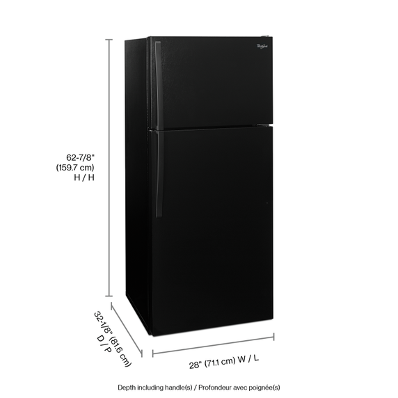 Réfrigérateur à congélateur supérieur - 28 po - 14 pi cu Whirlpool® WRT134TFDB