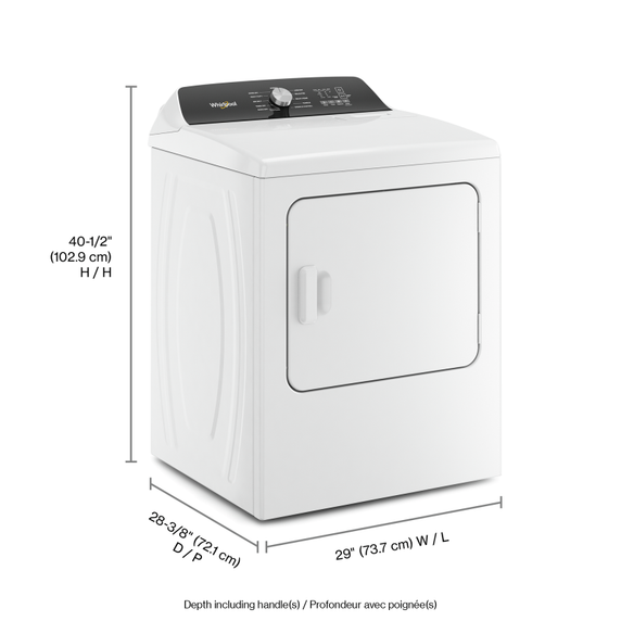 Sécheuse électrique à chargement vertical avec capteur d’humidité - 7 pi cu Whirlpool® YWED5010LW