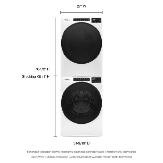 Whirlpool® Sécheuse au gaz à chargement frontal avec commandes tactiles intuitives - 7.4 pi cu WGD5620HW