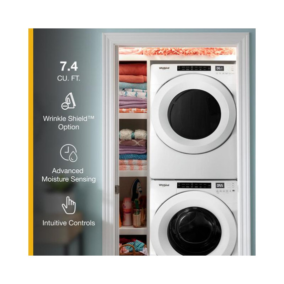 Whirlpool® Sécheuse au gaz à chargement frontal avec commandes tactiles intuitives - 7.4 pi cu WGD5620HW