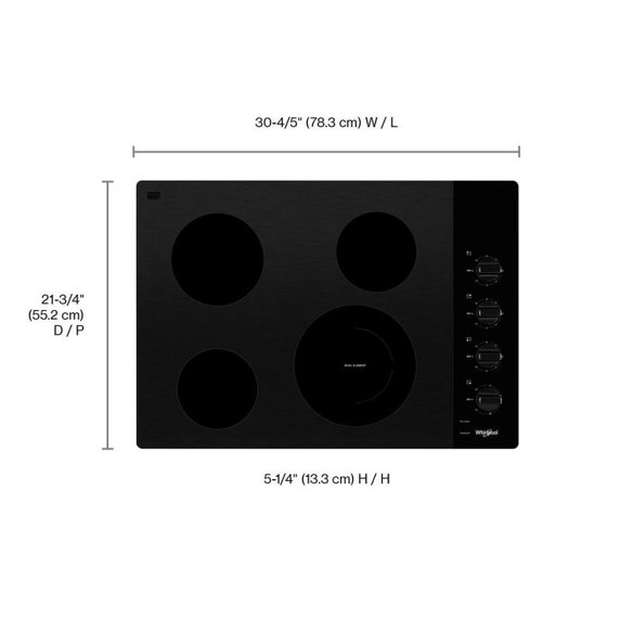 Whirlpool® Table de cuisson électrique en vitrocéramique avec élément radiant double - 30 po WCE55US0HB