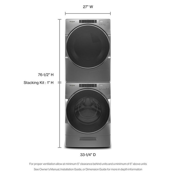 Whirlpool® Sécheuse au gaz avec programmes assistés à la vapeur, 7.4 pi³ WGD8620HC