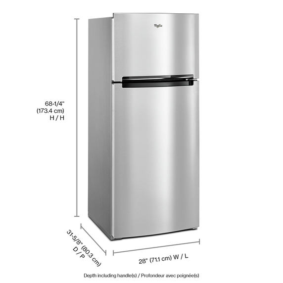 Réfrigérateur compatible avec la trousse de machine à glaçons ez connect - 28 po - 18 pi cu Whirlpool® WRT518SZFM