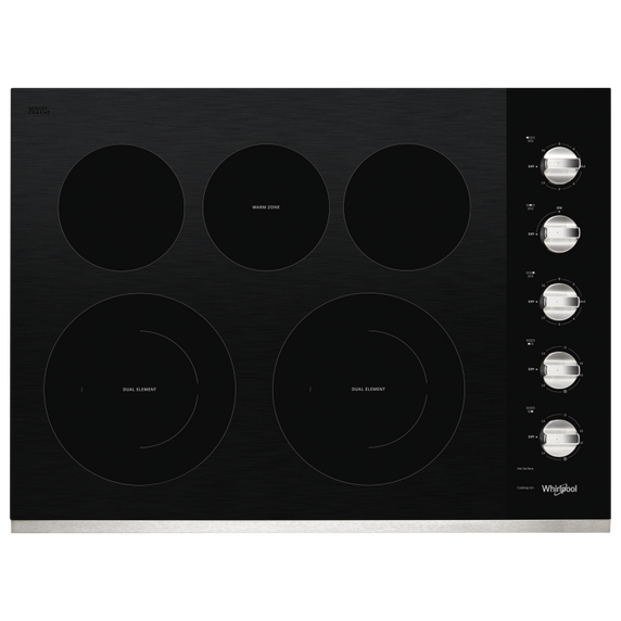 Table de cuisson électrique en vitrocéramique avec deux éléments radiants doubles - 30 po Whirlpool® WCE77US0HS