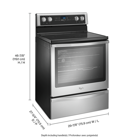 Cuisinière électrique non encastrée à convection véritable - 6.4 pi cu Whirlpool® YWFE745H0FS