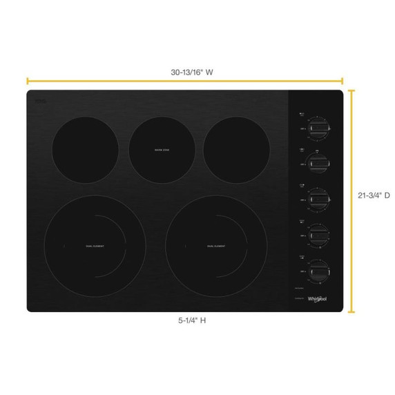 Whirlpool® Table de cuisson électrique en vitrocéramique avec deux éléments radiants doubles - 30 po WCE77US0HB