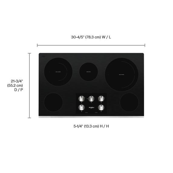 Table de cuisson électrique en vitrocéramique avec deux éléments radiants doubles - 36 po Whirlpool® WCE77US6HS