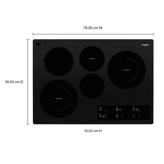 Whirlpool® Table de cuisson électrique en vitrocéramique avec deux éléments radiants doubles - 30 po WCE97US0KB