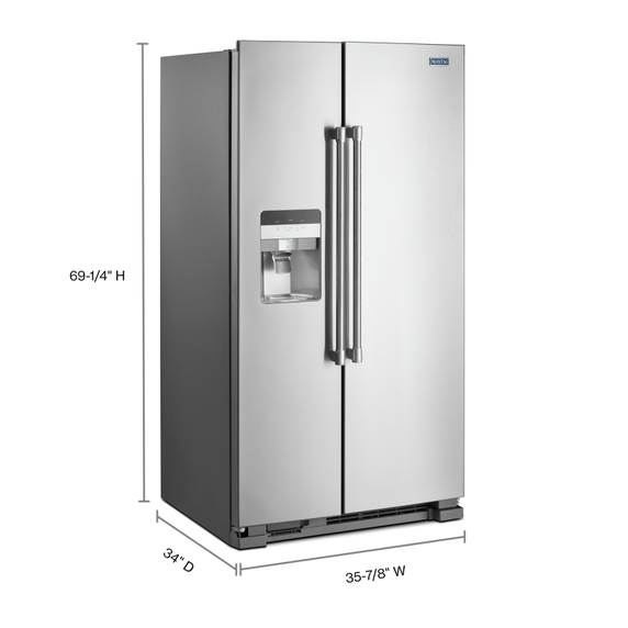 Réfrigérateur côte à côte avec distributeur extérieur d’eau et de glaçons - 36 po - 25 pi cu Maytag® MSS25C4MGZ