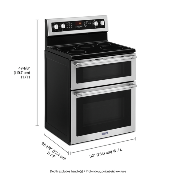 Cuisinière électrique à four double et convection véritable - 30 po - 6.7 pi cu Maytag® YMET8800FZ