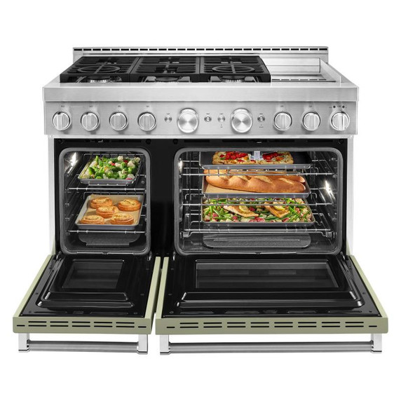 Cuisinière commerciale intelligente au gaz KitchenAid® avec plaque chauffante, 48 po KFGC558JAV