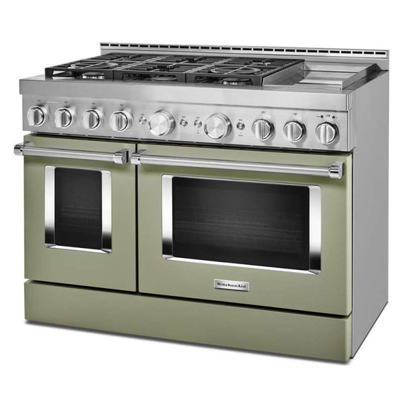 Cuisinière commerciale intelligente au gaz KitchenAid® avec plaque chauffante, 48 po KFGC558JAV