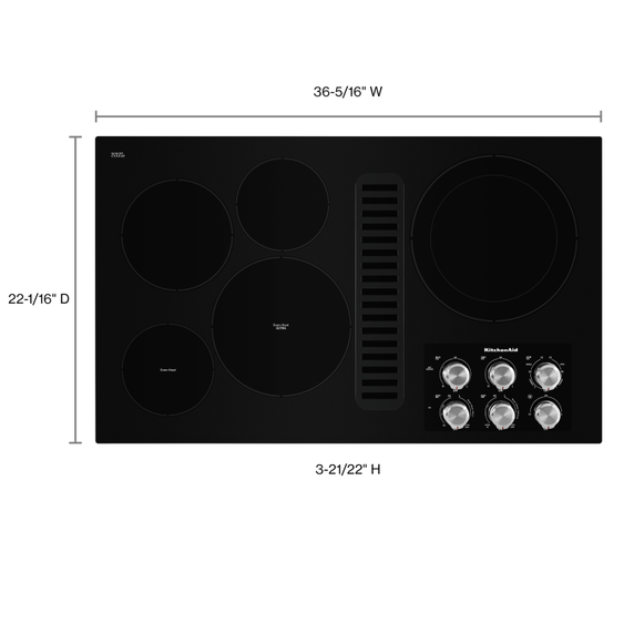 Table de cuisson électrique à évacuation descendante avec 5 éléments - 36 po KitchenAid® KCED606GBL