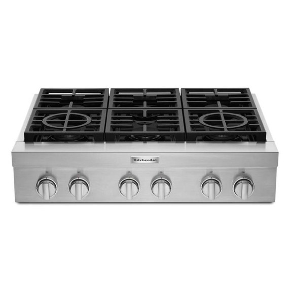Table de cuisson commerciale au gaz KitchenAid®, 6 brûleurs, 36 po KCGC506JSS