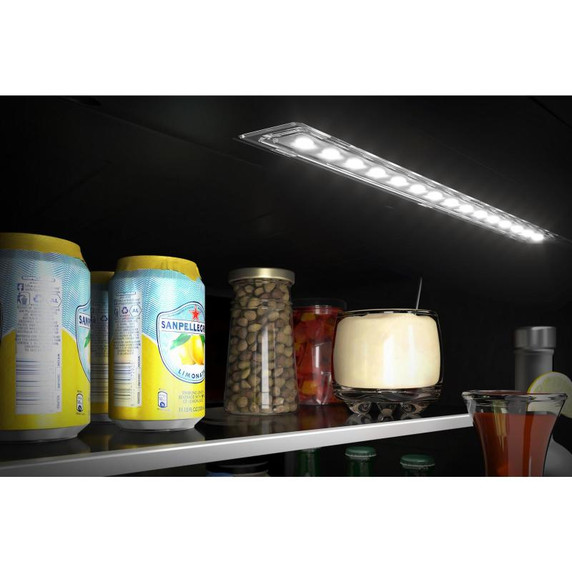 Kitchenaid® Centre de rafraîchissements avec porte en verre et porte-bouteilles à devant en métal et fini PrintShield™ - 24 po KUBL314KBS