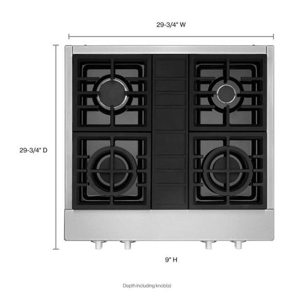Kitchenaid® Table de cuisson commerciale au gaz avec 4 brûleurs - 30 po KCGC500JSS