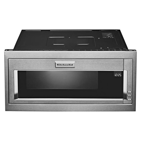 Kitchenaid® Four à micro-ondes à hotte intégrée à profil bas de 900 watts avec trousse de garniture étroite YKMBT5011KS