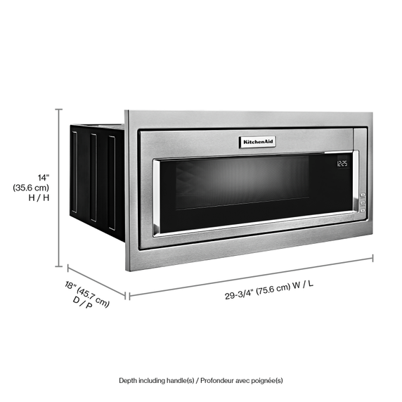 Four à micro-ondes à hotte intégrée à profil bas de 900 watts avec trousse de garniture étroite KitchenAid® YKMBT5011KS