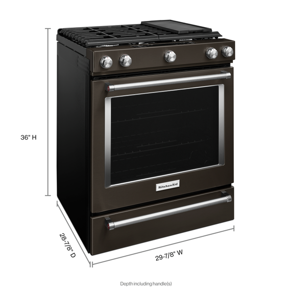 Cuisinière au gaz à commandes frontales à convection avec 5 brûleurs - 30 po KitchenAid® KSGG700EBS