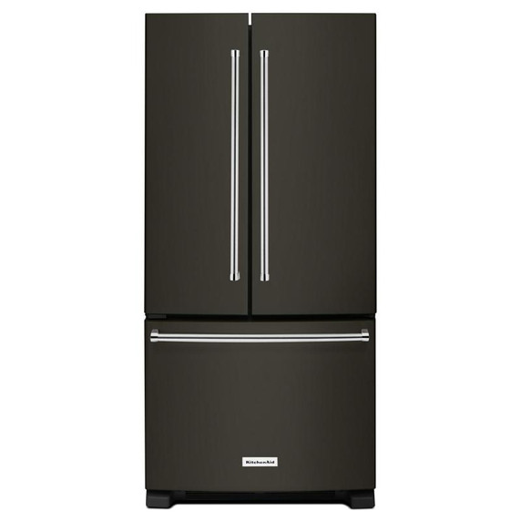 Kitchenaid® Réfrigérateur à portes françaises à profondeur standard avec distributeur intérieur et fini PrintShield™ - 22 pi cu - 33 po KRFF302EBS