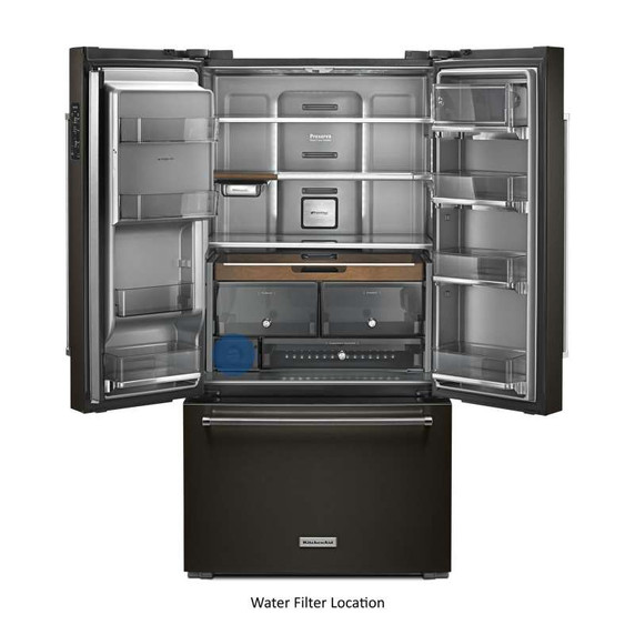 Kitchenaid® Réfrigérateur à portes françaises à profondeur de comptoir avec fini PrintShield™ - 23.8 pi cu - 36 po KRFC704FBS