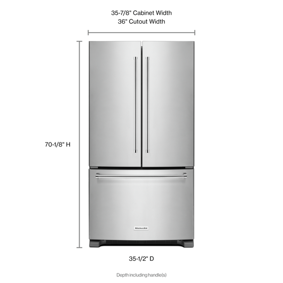 Réfrigérateur à portes françaises, profondeur standard, 25 pi cu, 36 po KitchenAid® KRFF305ESS