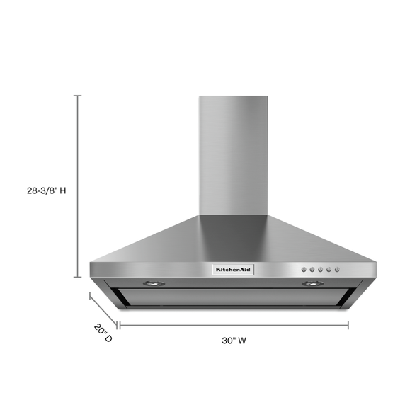 Hotte aspirante murale à 3 vitesses - 30 po KitchenAid® KVWB400DSS