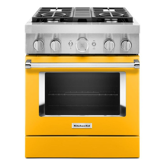 Kitchenaid® Cuisinière commerciale intelligente bicombustible avec 4 brûleurs - 30 po KFDC500JYP
