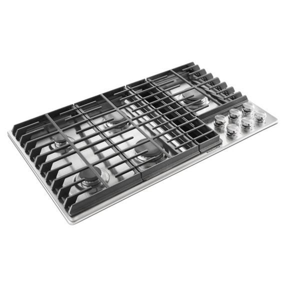 Kitchenaid® Table de cuisson au gaz à évacuation descendante avec 5 brûleurs - 36 po KCGD506GSS