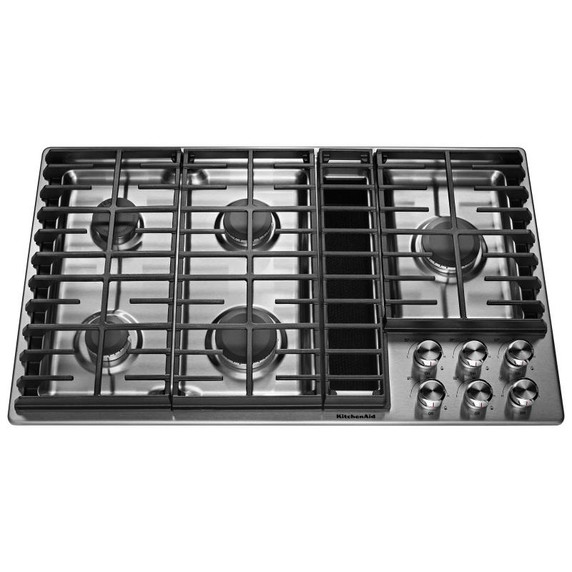 Kitchenaid® Table de cuisson au gaz à évacuation descendante avec 5 brûleurs - 36 po KCGD506GSS