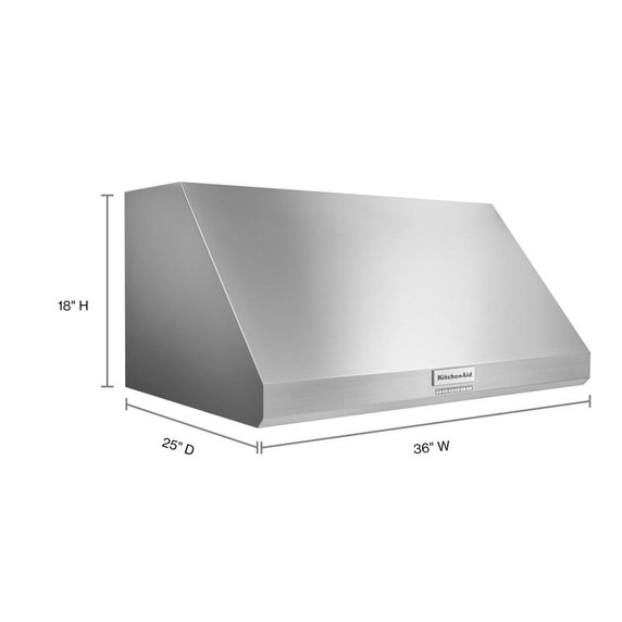 Kitchenaid® Hotte de cuisinière murale de style commercial à classe de moteur de 585 ou 1170 pi cu/min - 36 po KVWC906KSS