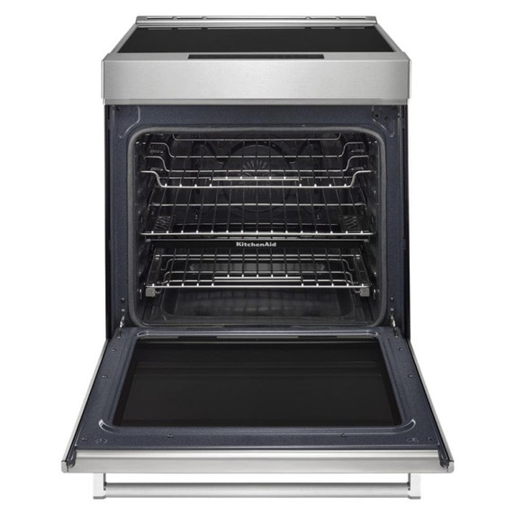 Kitchenaid® Cuisinière à induction et à convection coulissante de 30 pouces avec commandes frontales, 4 brûleurs et friture à air KSIS730PSS