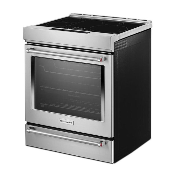 Kitchenaid® Cuisinière à induction et à convection coulissante de 30 pouces avec commandes frontales, 4 brûleurs et friture à air KSIS730PSS
