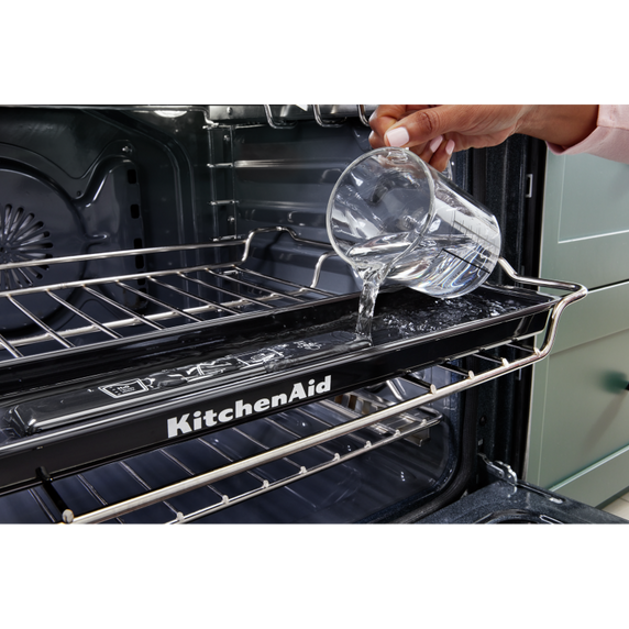 Cuisinière à induction et à convection coulissante de 30 pouces avec commandes frontales, 4 brûleurs et friture à air KitchenAid® KSIS730PSS