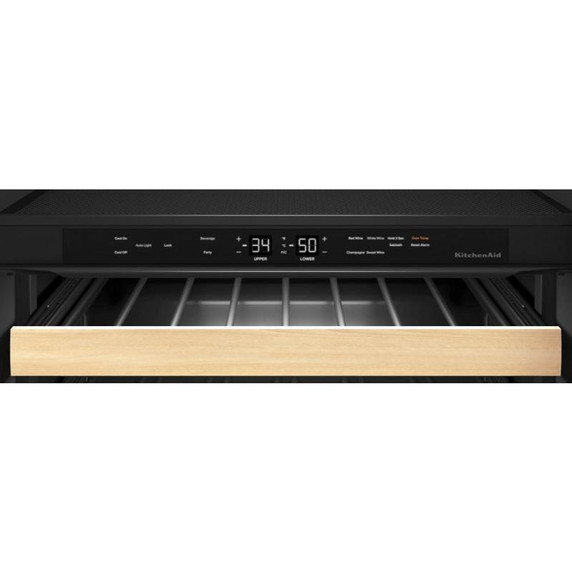 Kitchenaid® Centre de rafraîchissements avec porte en verre et porte-bouteilles à devant en métal - 24 po KUBL214KSB