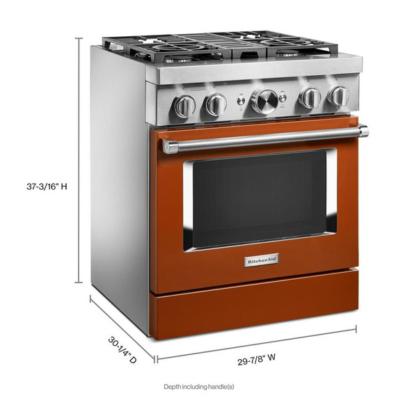 Kitchenaid® Cuisinière commerciale intelligente bicombustible avec 4 brûleurs - 30 po KFDC500JSC