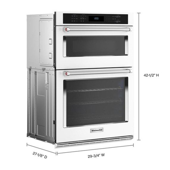 Fours mural combiné avec four à micro-ondes KitchenAid® et mode de friture à air de 30 po KOEC530PWH