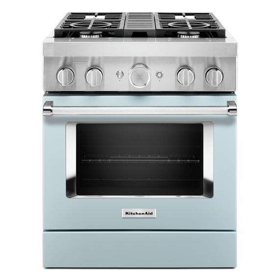 Cuisinière commerciale intelligente bicombustible avec 4 brûleurs - 30 po KitchenAid® KFDC500JMB