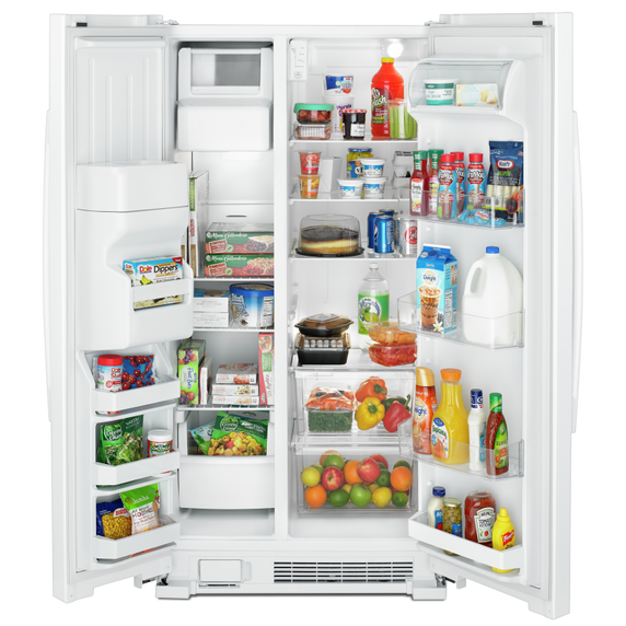 Réfrigérateur côte à côte avec distributeur d’eau et de glaçons  externe  à deux palettes, 33 po Amana® ASI2175GRW