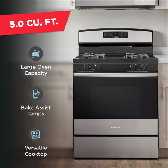 Cuisinière au gaz avec option d’autonettoyage de 30 po Amana® AGR6603SMS