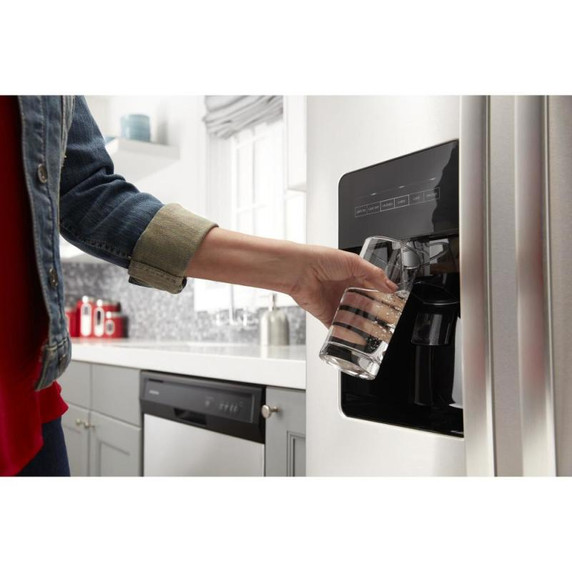 Amana® Réfrigérateur côte à côte avec distributeur externe d’eau et de glaçons à deux palettes, 33 po ASI2175GRS