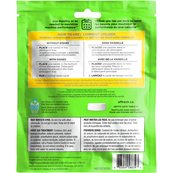 Nettoyant pour lave-vaisselle affresh® - 1 pastille Affresh® W10921674B