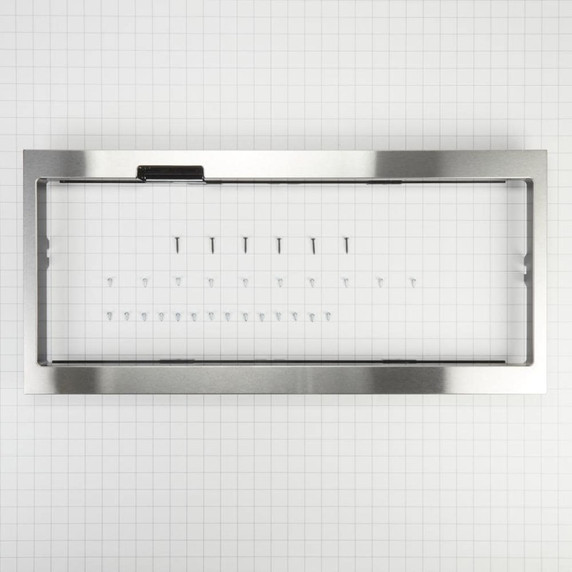 Trousse de garniture mince pour four à micro-ondes à hotte intégrée et profil bas avec poignée encastrée, acier inoxydable W11451314